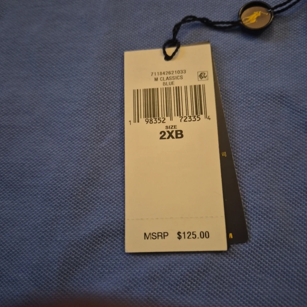 NWT Polo Ralph Lauren Polo Shirt Men Big&Tall 2XB Blue Classic Fit Mid Weight.